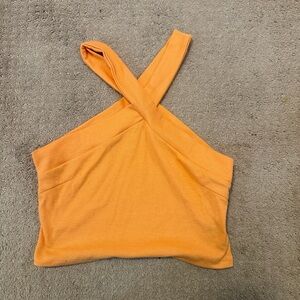 SHEIN Orange Asymmetrical Crop Tank Top